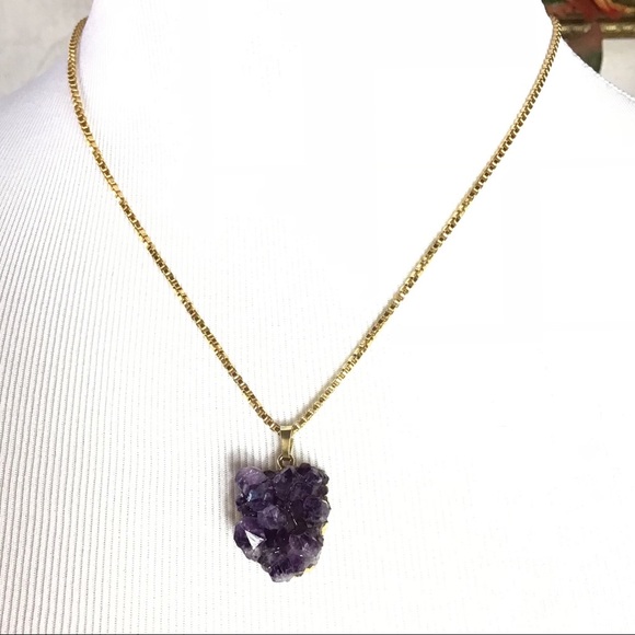Jewelry - Amethyst Stone Pendant and Necklace